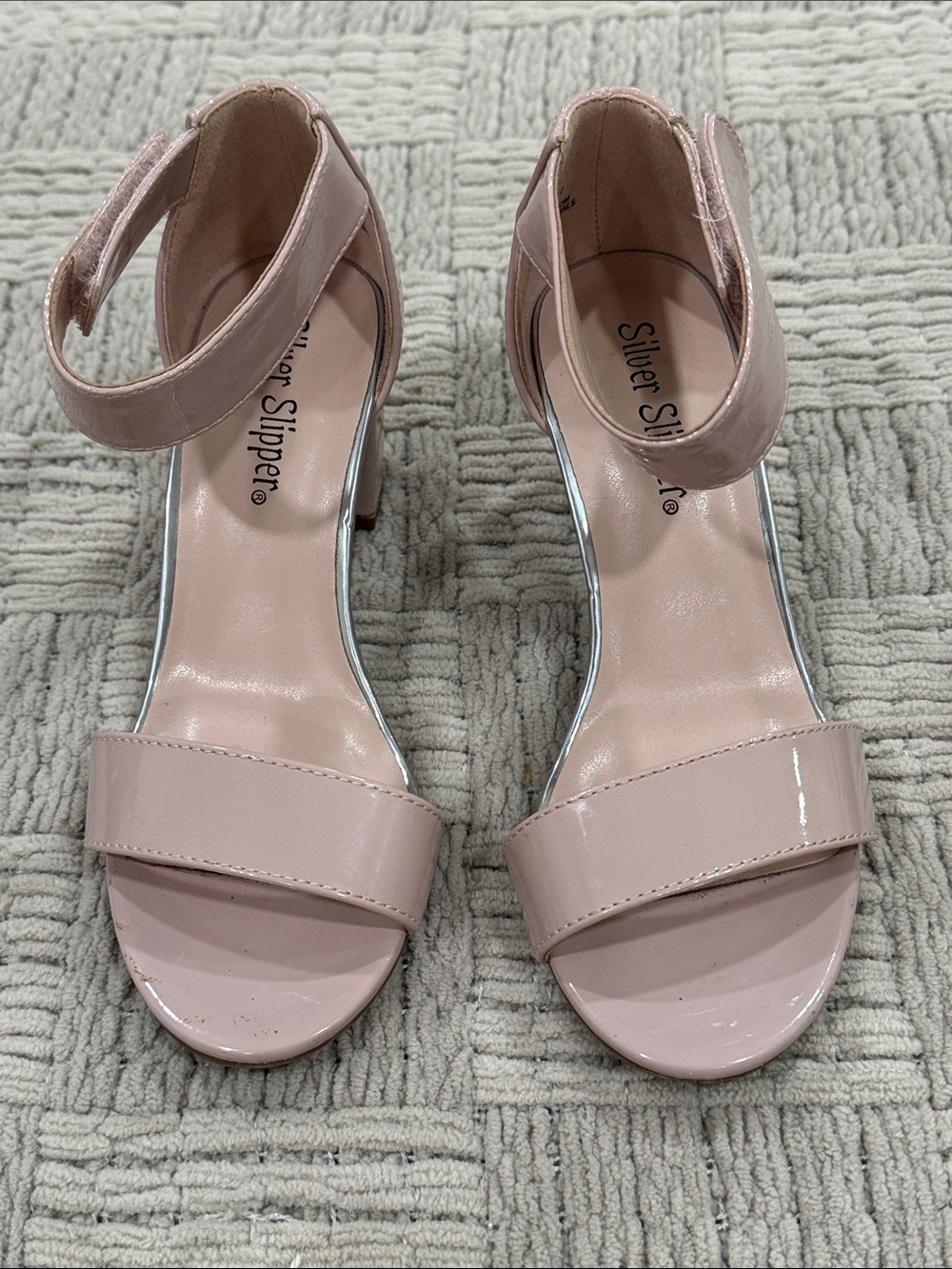 Girls Blush Pink Block Heel Sandals - Picture 2 of 4
